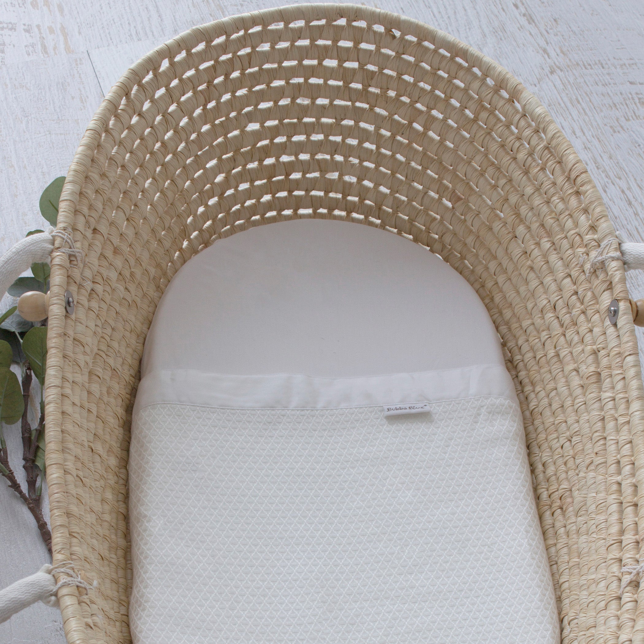 Bamboo White Bassinet Waffle Blanket - Bubba Blue Australia