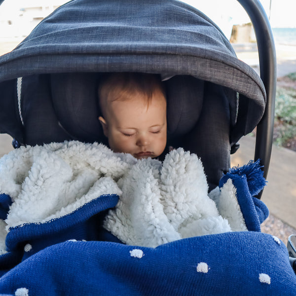 Confetti Cot Knit Blanket - Navy