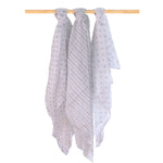 Everyday Essentials 3 Pack Muslin Swaddle Wraps - Grey - Bubba Blue Australia