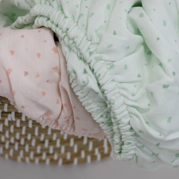 Terrazzo 2pk Bassinet/Cradle Fitted Sheet Rose/Mint