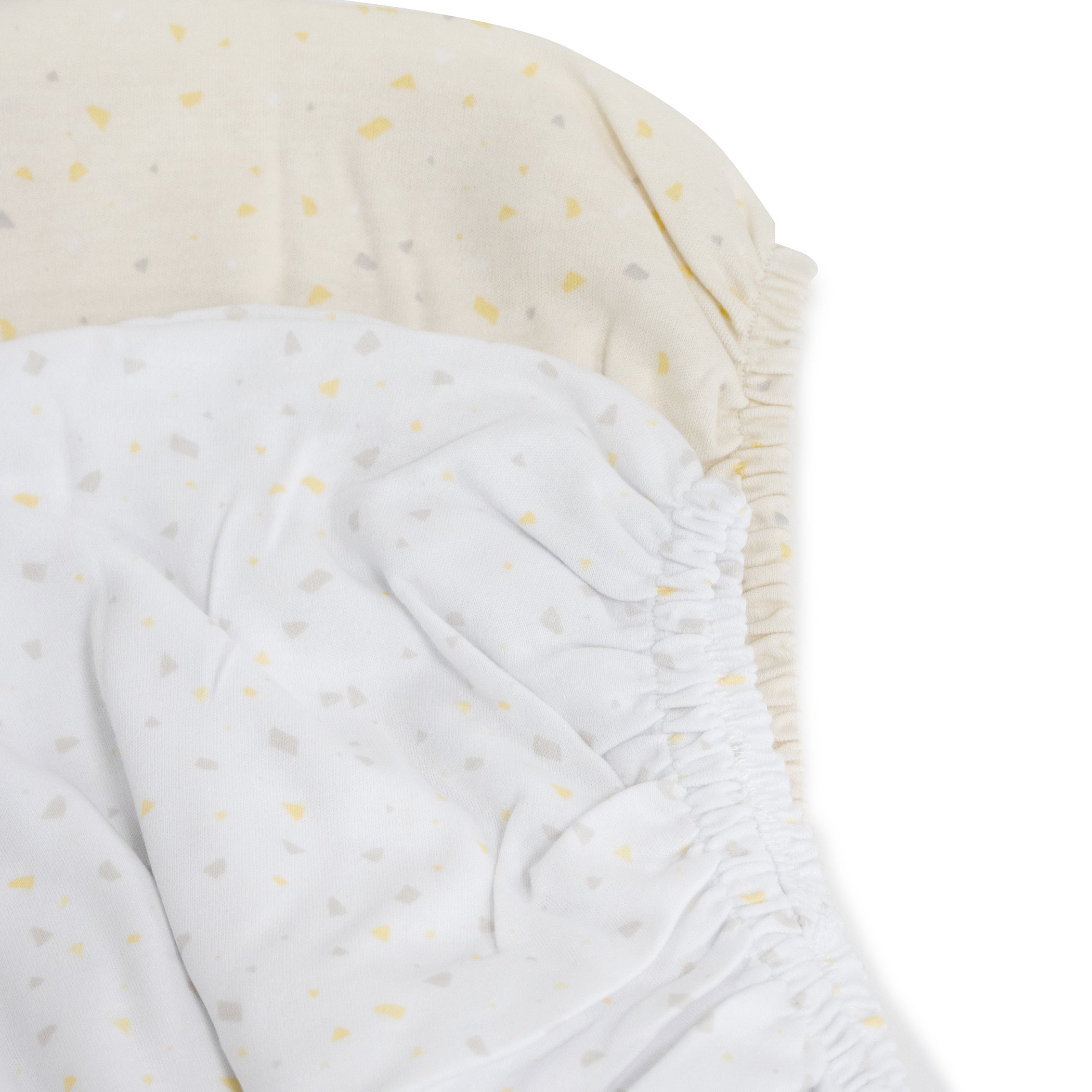 Terrazzo 2pk Bassinet/Cradle Fitted Sheet White/Wheat