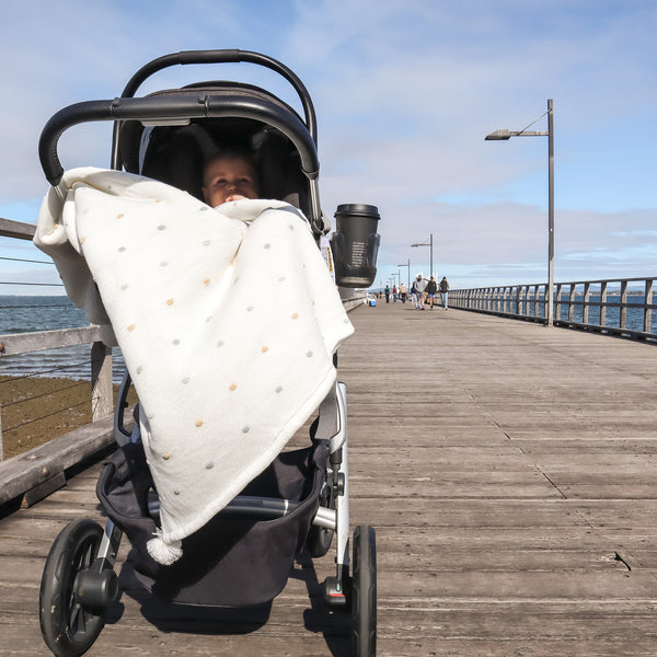 Confetti Cot Knit Blanket - White Multi