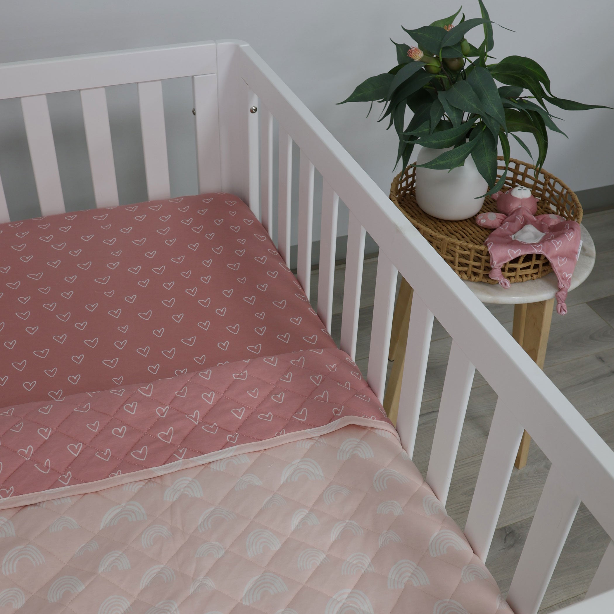 Nordic Reversible Cot Quilt/Playmat Dusty Berry/Rose