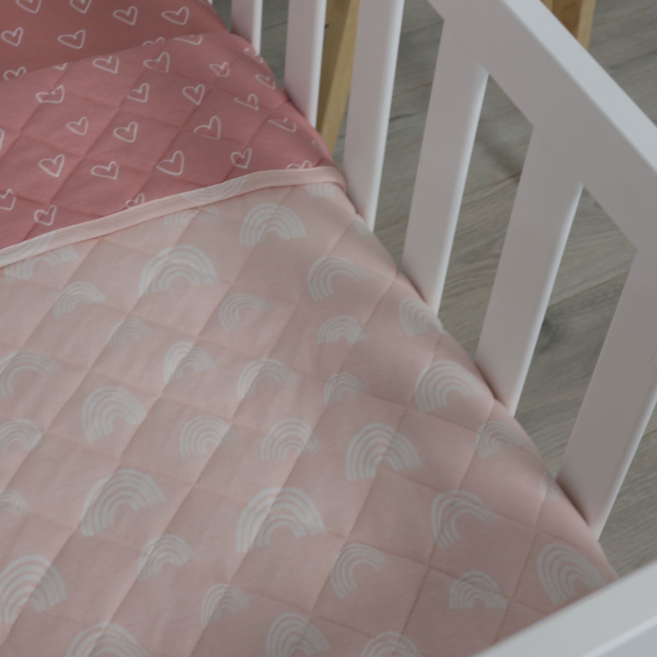 Nordic Reversible Cot Quilt/Playmat Dusty Berry/Rose