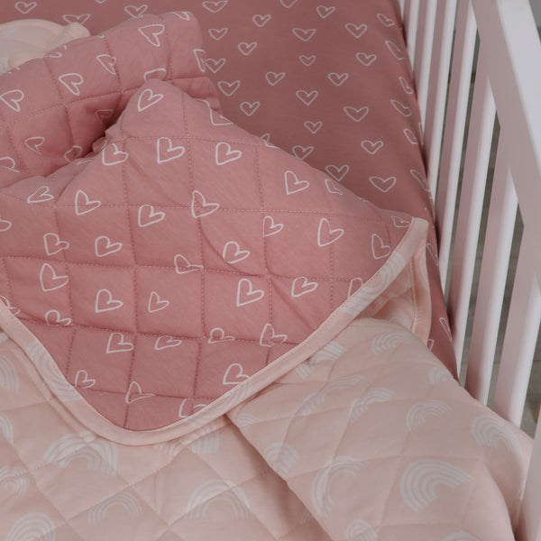 Nordic Reversible Cot Quilt/Playmat Dusty Berry/Rose