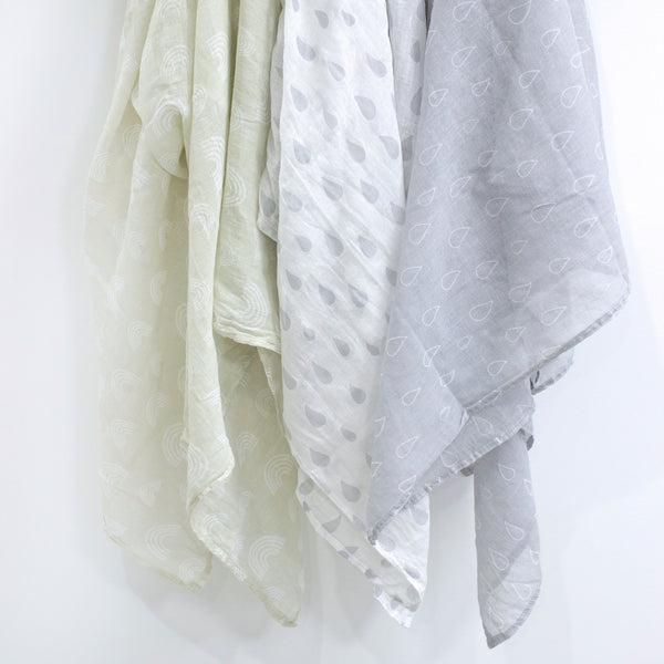 Nordic 3pk Muslin Wraps Grey/Sand