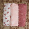 Nordic 3pk Muslin Wraps Dusty Berry/Rose