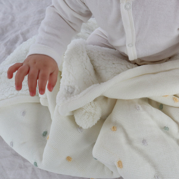 Confetti Cot Knit Blanket - White Multi